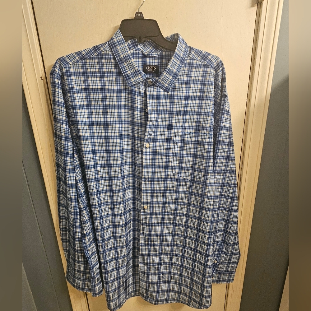 Chaps Blue Plaid Button-Up Shirt